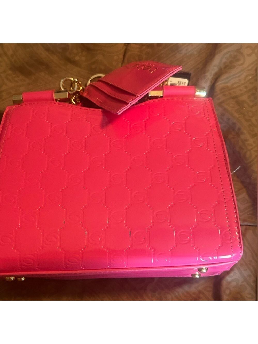 Bebe hot  Pink cross body  with Gold Accents - Picture 2 of 11